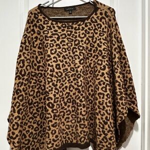 Ann Taylor Brown Leopard Print Poncho